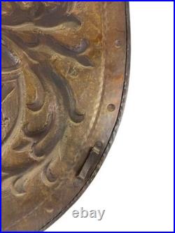 Vintage French Repoussé Copper Heraldic Shield Coat of Arms Wall Plaque