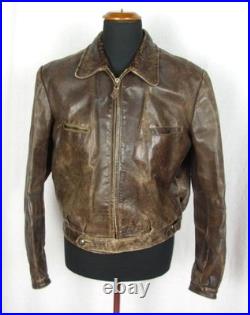 Vintage German Air Force Lw Wl Luftwaffe Leather Flight Jacket Prym Button