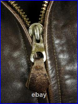 Vintage German Air Force Lw Wl Luftwaffe Leather Flight Jacket Prym Button