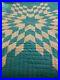Vintage-Handmade-Quilt-in-Green-And-Yellow-Star-Design-01-to