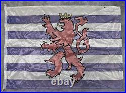 Vintage Luxembourg Belgium Flag Coat Of Arms Lion 37x28 Antique Rare