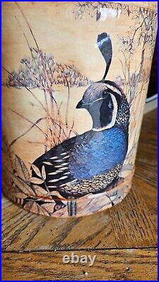 Vintage Painted Milk Dairy Jug Quail and Grouse Antique Artisan Rare Container