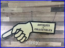 Vintage Painted Wood Antiques And Collectibles Pointing Hand Sign