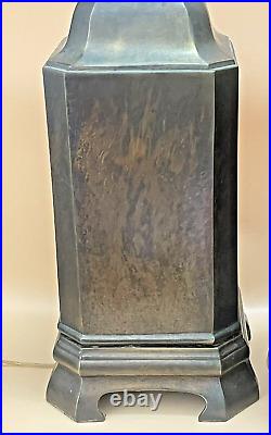 Vintage Pair of Bronzed Antique Brass Oriental Tea Caddy Canister Table Lamps