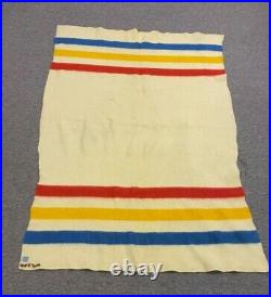 Vintage Pendleton Wool O' The West Wool Point Trapper Stripe Blanket 78x56
