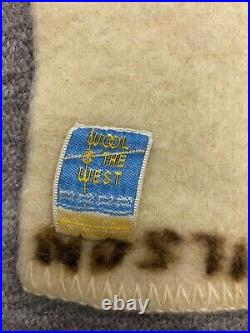 Vintage Pendleton Wool O' The West Wool Point Trapper Stripe Blanket 78x56