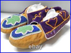 Vintage Prairie Potawatami Indian Beaded + Ribbonwork Moccasins Xlnt + Buy Now