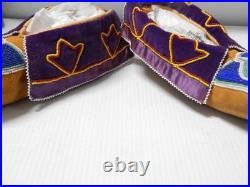 Vintage Prairie Potawatami Indian Beaded + Ribbonwork Moccasins Xlnt + Buy Now