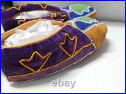 Vintage Prairie Potawatami Indian Beaded + Ribbonwork Moccasins Xlnt + Buy Now