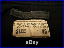 Vintage RARE WWII US NAVY Stencil Deck Hook Dark Blue Color Jacket 40s Sz 46