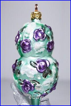 Vintage Rare Christopher Radko Purple Tree Shrub Glass Christmas Ornament