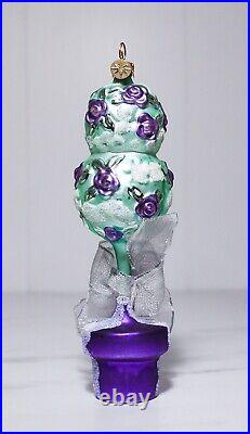 Vintage Rare Christopher Radko Purple Tree Shrub Glass Christmas Ornament