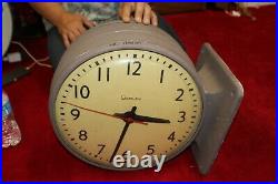 Vintage Retro 1950's Simplex Double Sided Curved Glass 15 Industrial Wall Clock