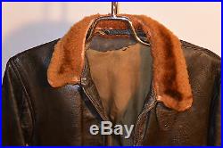 Vintage Usn Goatskin Leather G1 Military Flight Jacket! Mouton Fur Collar! G-1 S