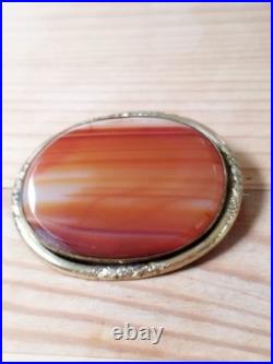 Vintage Victorian Brooch Carnelian Gold-Tone Antique Jewelry