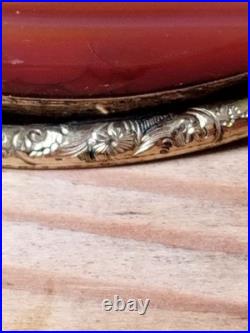 Vintage Victorian Brooch Carnelian Gold-Tone Antique Jewelry