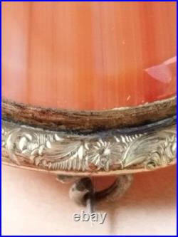 Vintage Victorian Brooch Carnelian Gold-Tone Antique Jewelry