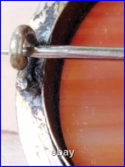 Vintage Victorian Brooch Carnelian Gold-Tone Antique Jewelry
