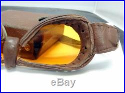 Vintage WWII BRITISH MILITARY ANTI GLARE GOGGLES with AMBER SAFETY LENSES & CASE