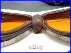 Vintage WWII BRITISH MILITARY ANTI GLARE GOGGLES with AMBER SAFETY LENSES & CASE