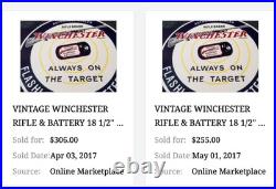 Vintage Winchester Rifle Gun Dealer & Target 11 3/4 Porcelain Metal Bullet Sign