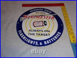 Vintage Winchester Rifle Gun Dealer & Target 11 3/4 Porcelain Metal Bullet Sign