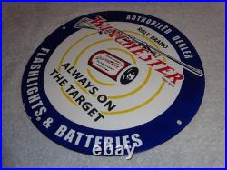 Vintage Winchester Rifle Gun Dealer & Target 11 3/4 Porcelain Metal Bullet Sign