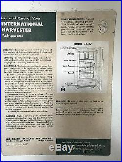 Vintage antique 1950's refrigerator international harvester model UA 87