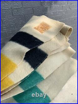 Vintage antique hudson bay 4 point wool blanket made in england