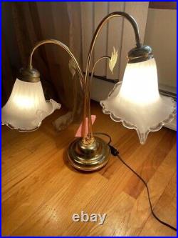 Vintage brass table lamps pair