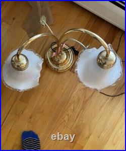 Vintage brass table lamps pair