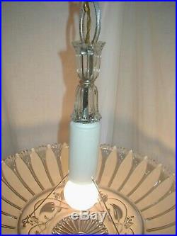 Vtg Antique 30s Art Deco Nouveau Glass Sunflower Shade Light Fixture Chandelier