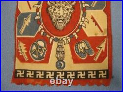Vtg Antique Native American Symbols Cigar Box Liner Tobacco Velvet Felt Flannel