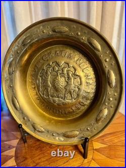 WINE. RARE! Antique. BRASS ALMS REPOUSSE' DISH. 19th Century Art. Excellent Con