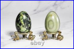 Wonderful Antique Polished Stone Specimen Eggs Monkey Stands Grand Tour Wonderful Antique Polished Stone Specimen Eggs Monkey Stands Grand Tour