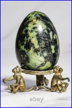 Wonderful Antique Polished Stone Specimen Eggs Monkey Stands Grand Tour