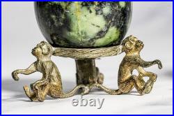 Wonderful Antique Polished Stone Specimen Eggs Monkey Stands Grand Tour