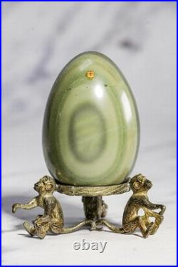 Wonderful Antique Polished Stone Specimen Eggs Monkey Stands Grand Tour