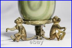 Wonderful Antique Polished Stone Specimen Eggs Monkey Stands Grand Tour