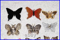 X17 BUTTERFLY LOT Brooch Pin HUGE COLLECTION Antique Bling Rhinestone Metal Fly